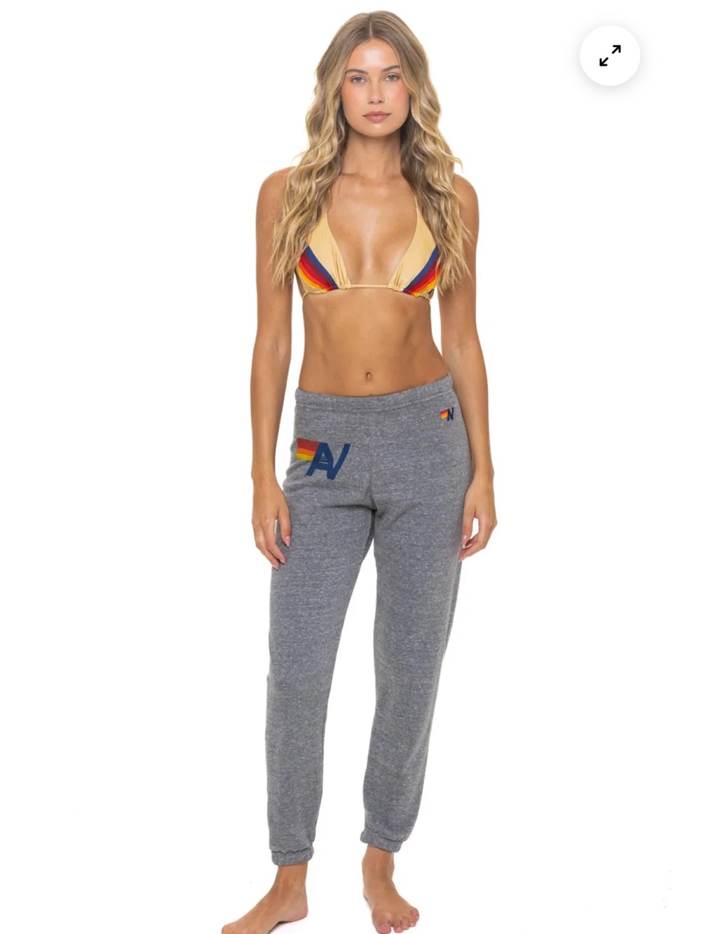 Aviator Nation Heather Gray Rainbow Logo Joggers